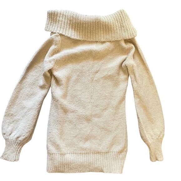 BCBGMAXAZRIA Cable Knit Pullover Sweater Size Small Beige boho Cotton Blend - Picture 3 of 6